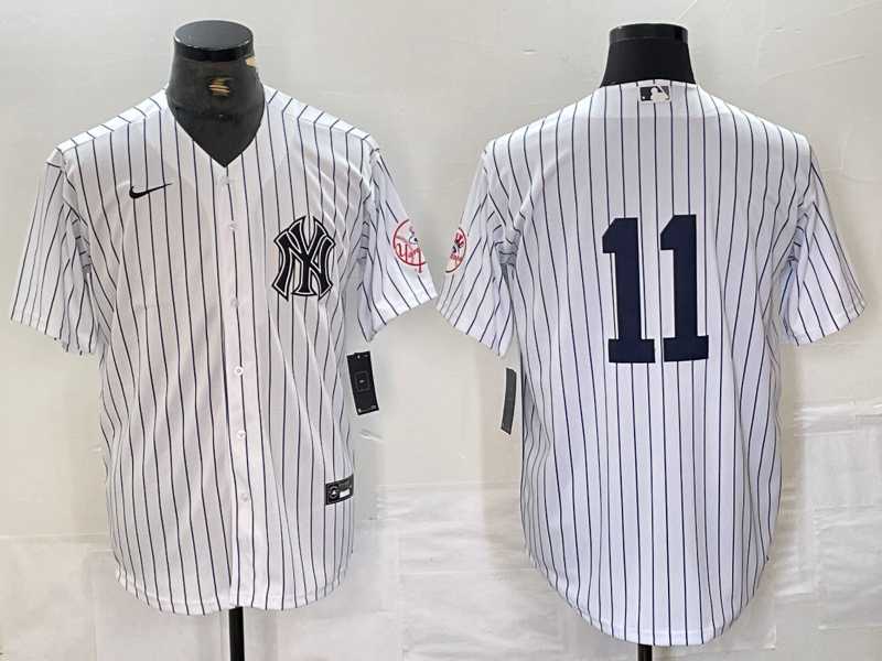 Mens New York Yankees #11 Anthony Volpe White With Patch 2024 Cool Base Stitched Jersey->new york yankees->MLB Jersey